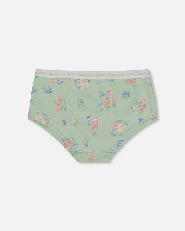 Deux Par Deux Boyshort Panty - Printed Flowers and Butterflies