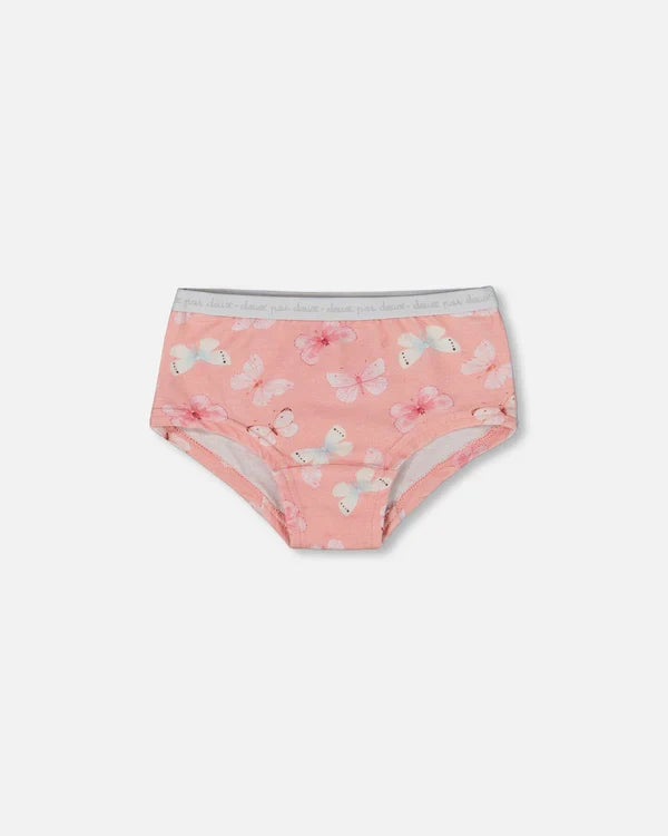 Deux Par Deux Boyshort Panty - Printed Pink Butterflies