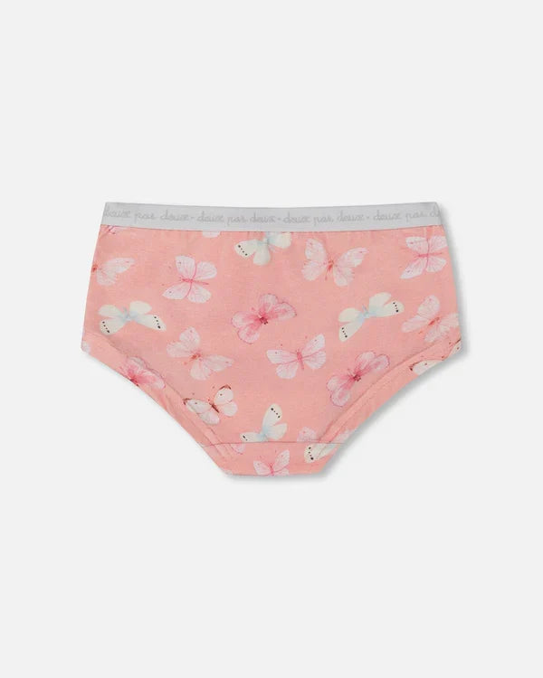 Deux Par Deux Boyshort Panty - Printed Pink Butterflies