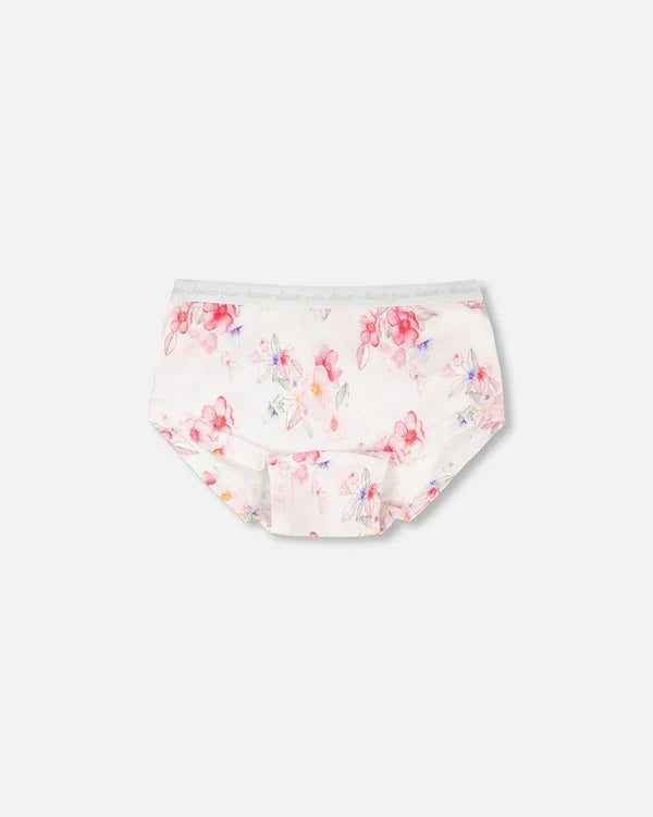 Deux Par Deux Boyshort Panty - Printed Pink Flowers