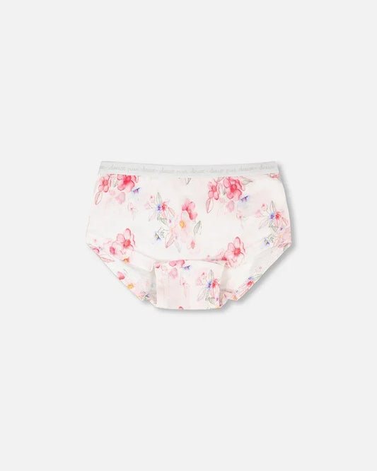 Deux Par Deux Boyshort Panty - Printed Pink Flowers