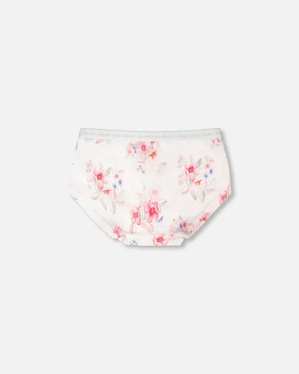 Deux Par Deux Boyshort Panty - Printed Pink Flowers