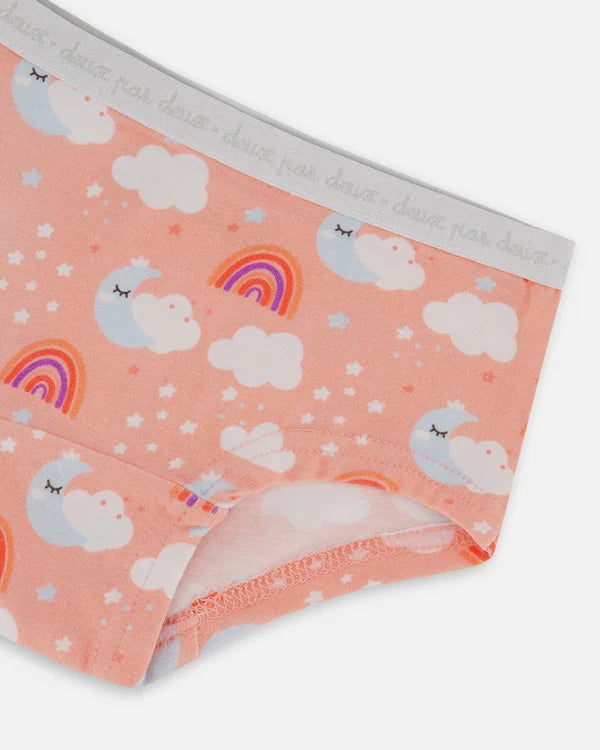 Deux Par Deux Boyshort Panty - Printed Sky and Rainbows