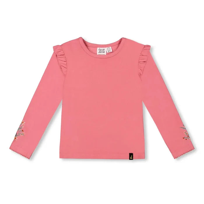 Deux Par Deux Brushed Rib Long Sleeve T-Shirt - Rosette