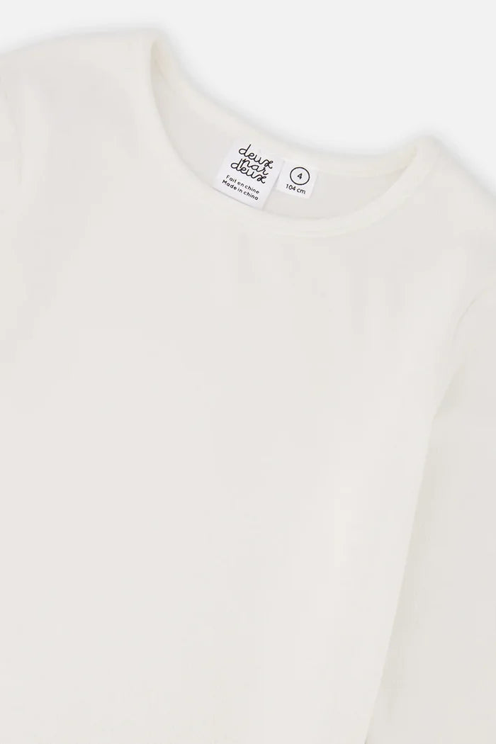 Deux Par Deux Brushed Ribbed Crew Neck - Off White