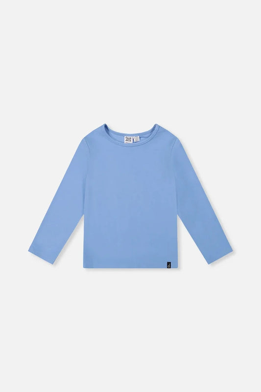 Deux Par Deux Brushed Ribbed Crew Neck - Pale Ble/Blue Bell