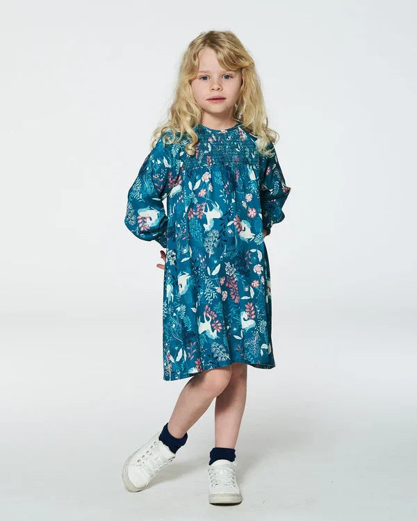 Deux Par Deux Brushed Viscose Dress - fairy unicorn in the fields