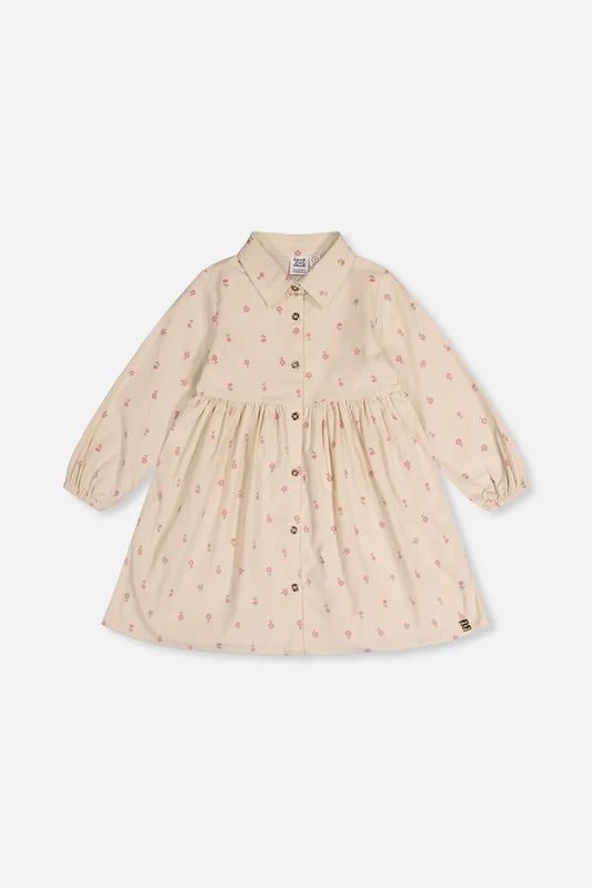 Deux Par Deux Corduroy Shirt Dress - Beige Floral