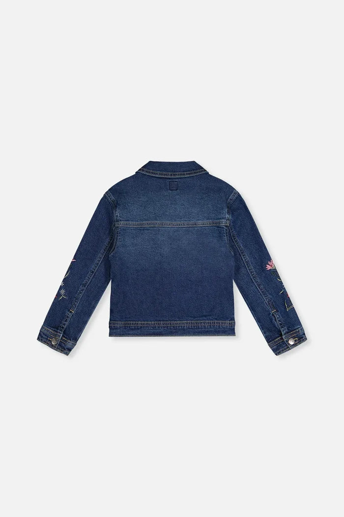 Deux Par Deux Denim Jacket with Flower Embroidery - Light Blue
