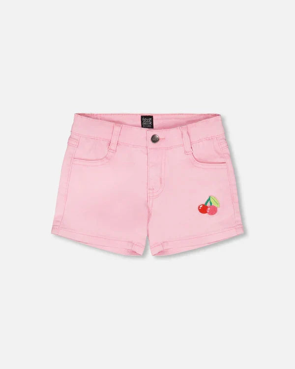 Deux Par Deux Denim Shorts with Embroidery - Prism Pink