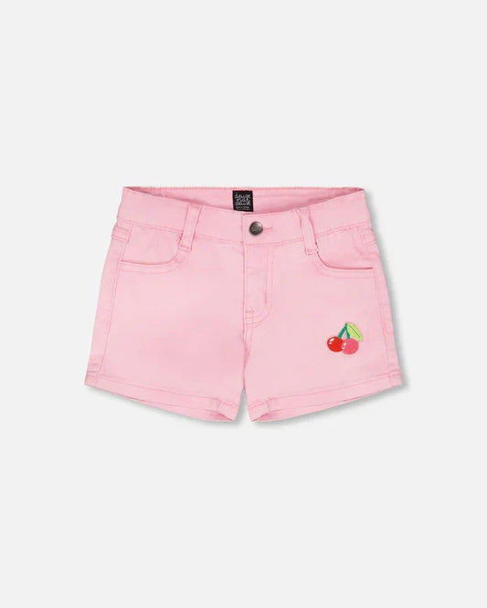 Deux Par Deux Denim Shorts with Embroidery - Prism Pink
