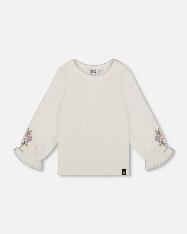 Deux Par Deux Embroidered Longsleeve Shirt - Off White