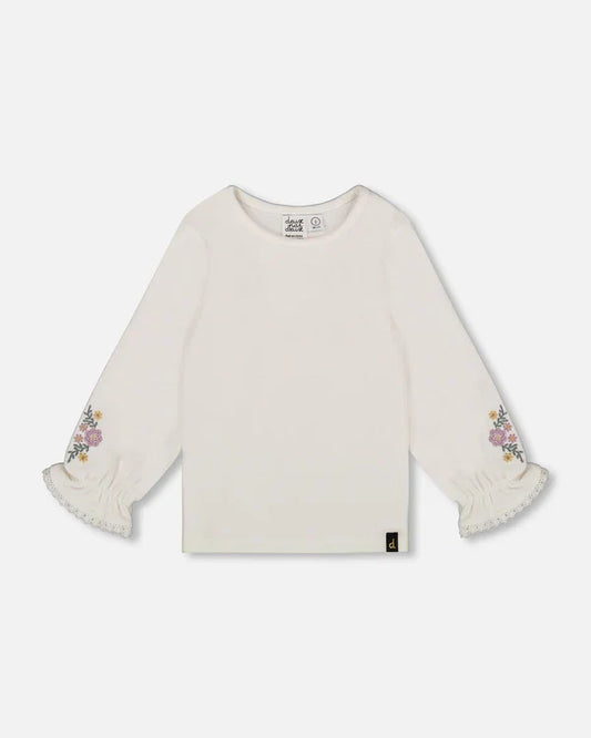 Deux Par Deux Embroidered Longsleeve Shirt - Off White