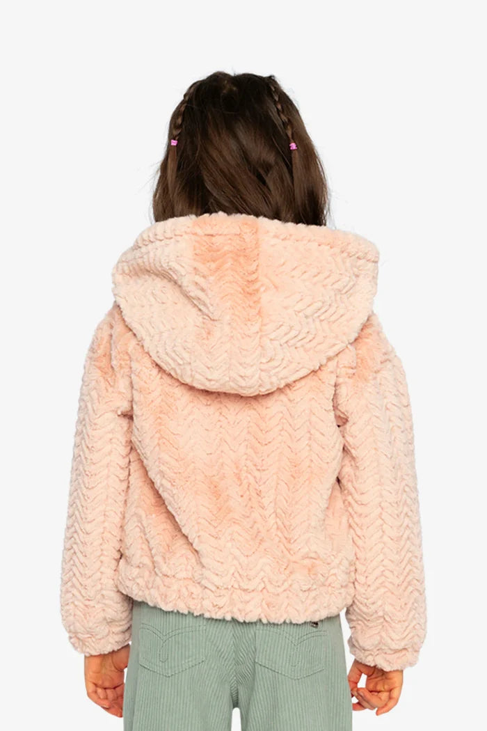 Deux Par Deux Fake Fur Hooded Jacket - Rose Tan