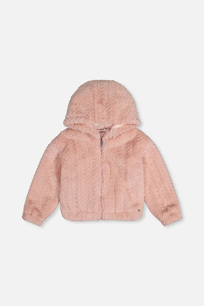 Deux Par Deux Fake Fur Hooded Jacket - Rose Tan