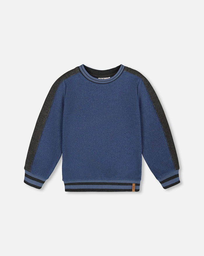 Deux Par Deux Flat Back Rib Sweatshirt - Dark Steel Blue
