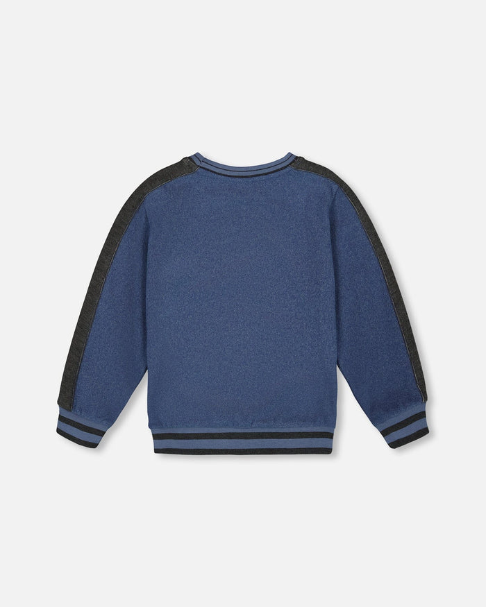 Deux Par Deux Flat Back Rib Sweatshirt - Dark Steel Blue