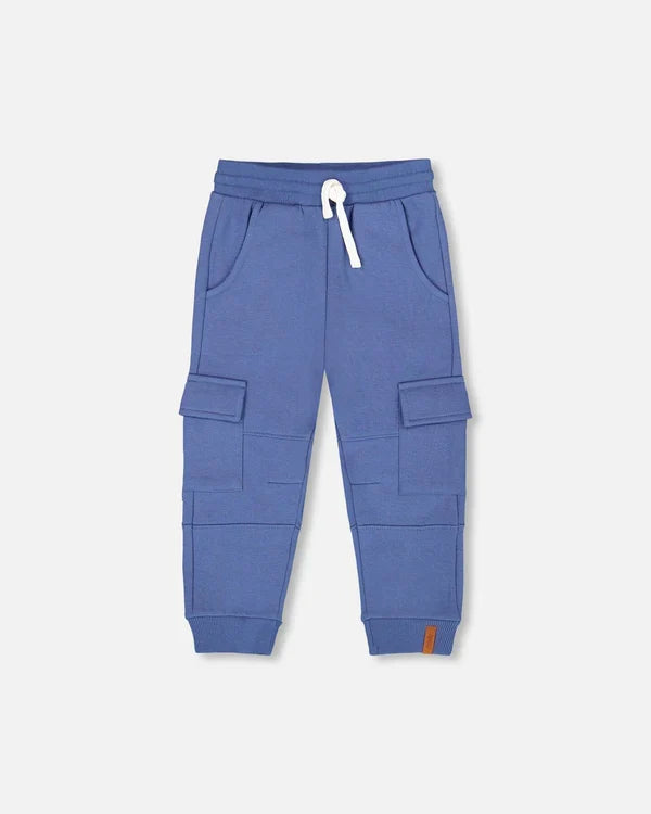 Deux Par Deux Fleece Sweatpants with Cargo Pocket - Dress Blue