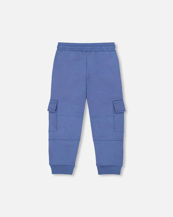 Deux Par Deux Fleece Sweatpants with Cargo Pocket - Dress Blue