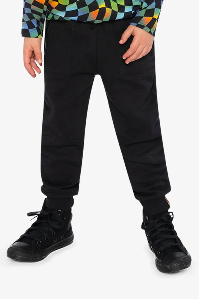 Deux Par Deux Fleece Sweatpants With Pockets - Anthracite/Black