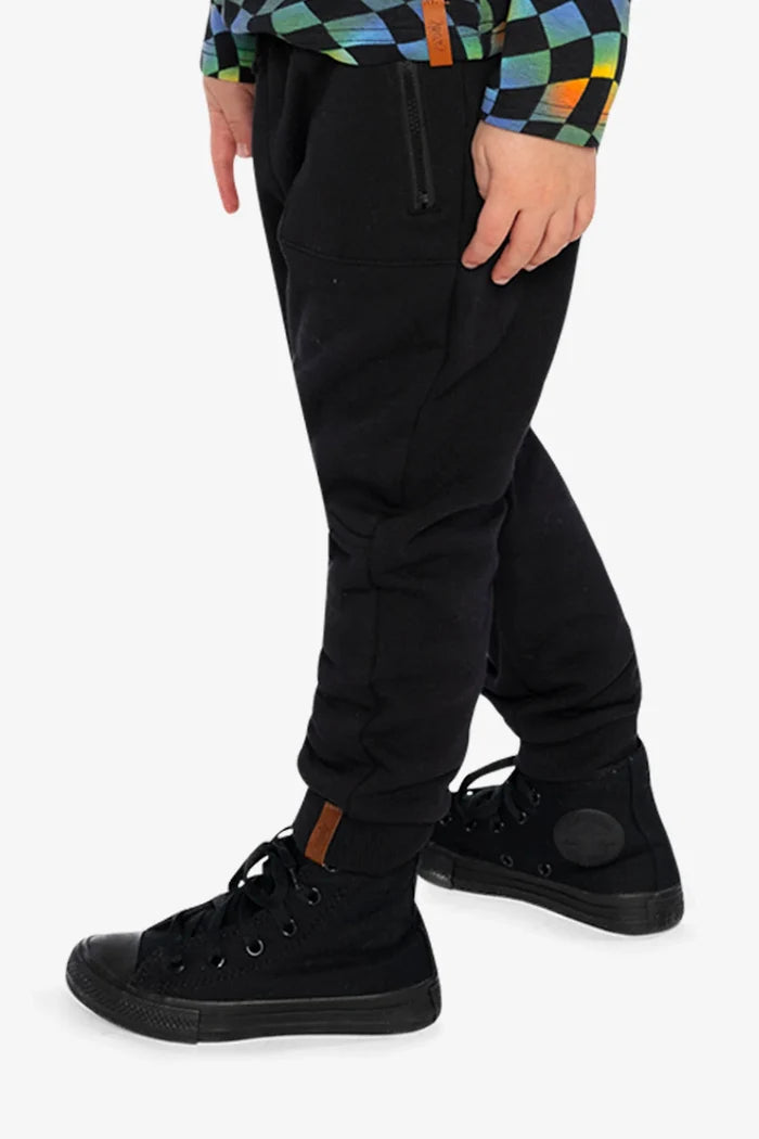 Deux Par Deux Fleece Sweatpants With Pockets - Anthracite/Black