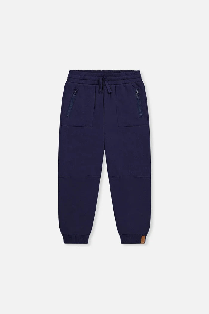 Deux Par Deux Fleece Sweatpants With Pockets - Peacoat Navy Blue