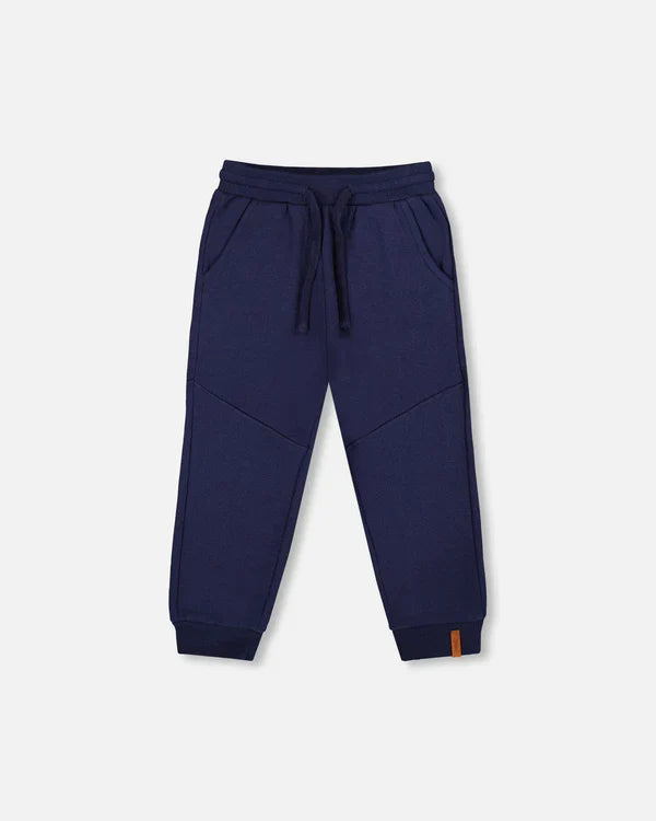 Deux Par Deux Fleece Sweatpants with Pockets - Peacoat Navy Blue