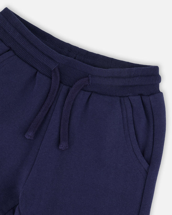 Deux Par Deux Fleece Sweatpants with Pockets - Peacoat Navy Blue
