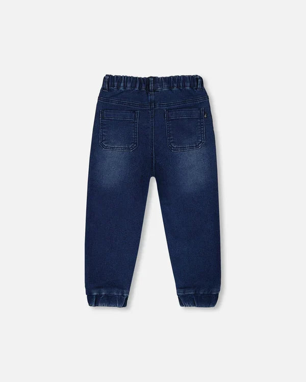 Deux Par Deux French Terry Denim Jogger Pant - Dark Navy Denim Blue 2025