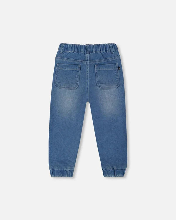 Deux Par Deux French Terry Denim Jogger Pant - Light Denim Blue 2025