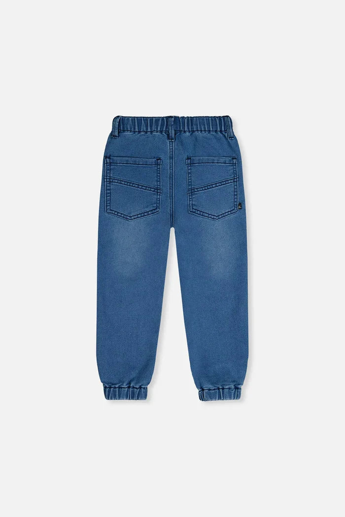 Deux Par Deux French Terry Denim Jogger Pants - Light Blue Denim