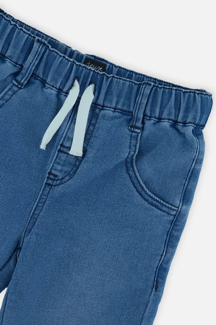 Deux Par Deux French Terry Denim Jogger Pants - Light Blue Denim