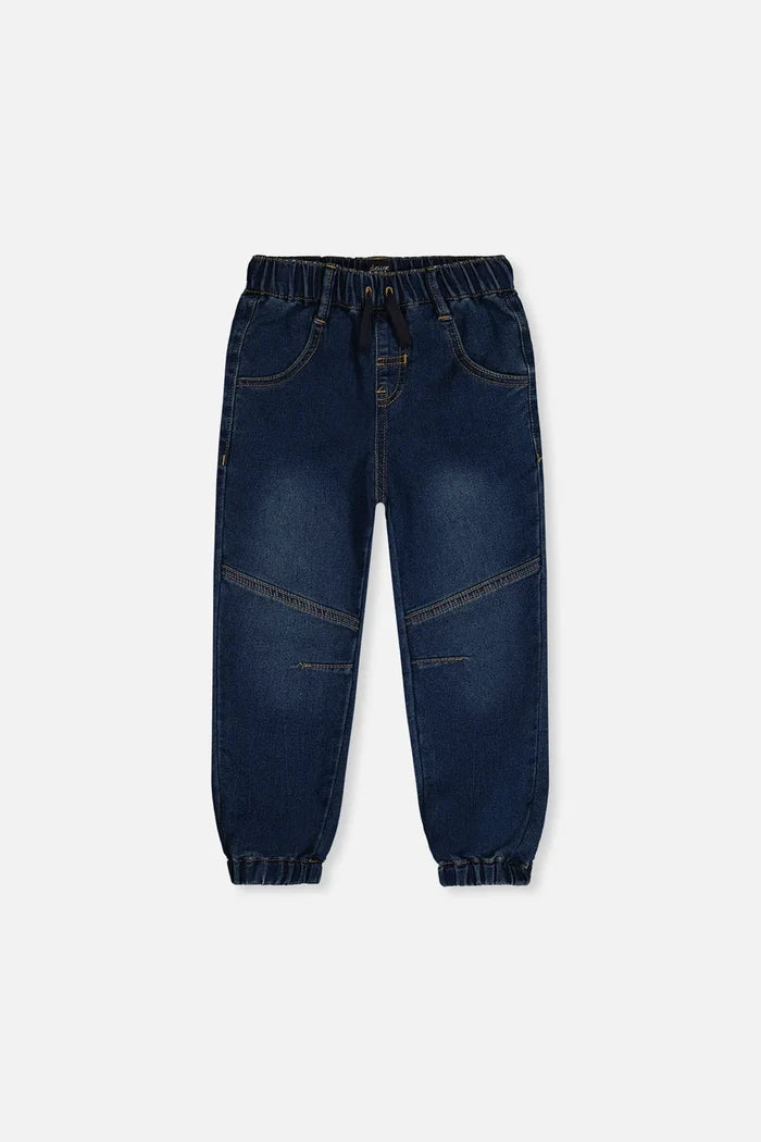 Deux Par Deux French Terry Denim Jogger Pants - Navy Denim