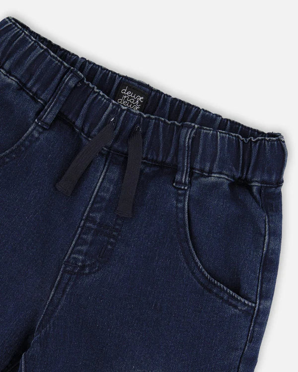 Deux Par Deux French Terry Denim Jogger Pants - NavyDenim/Dark Blue