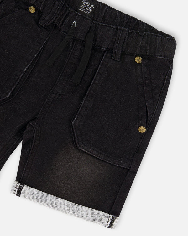 Deux Par Deux French Terry Denim Short - Black Jeans 2025