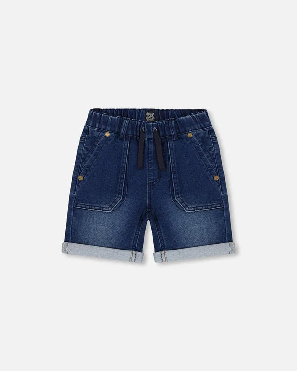 Deux Par Deux French Terry Denim Short - Dark Navy Denim Blue 2025