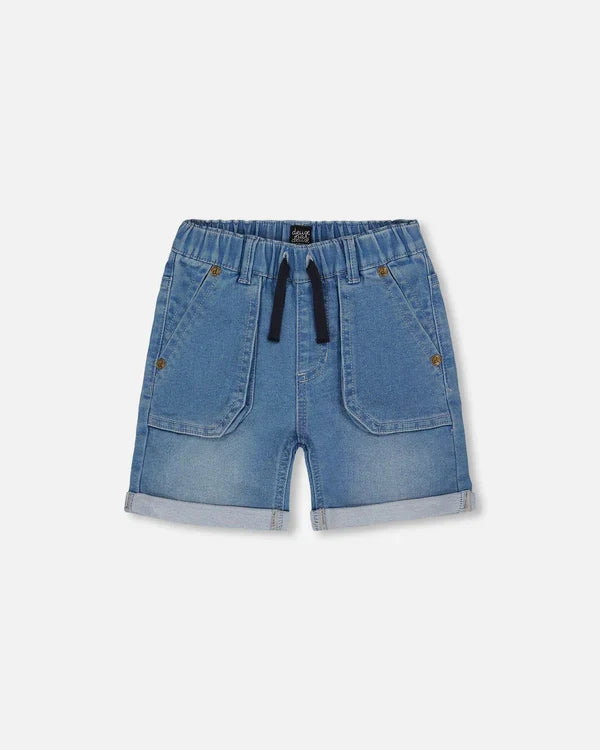 Deux Par Deux French Terry Denim Short - Light Denim Blue 2025