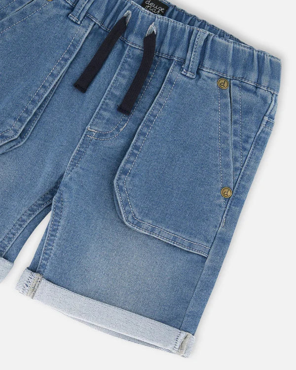Deux Par Deux French Terry Denim Short - Light Denim Blue 2025
