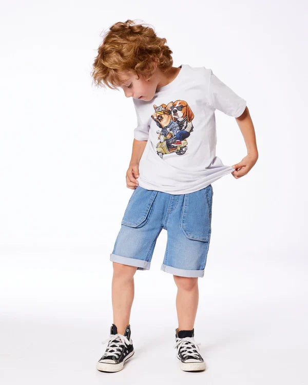 Deux Par Deux French Terry Denim Short - Light Denim Blue 2025