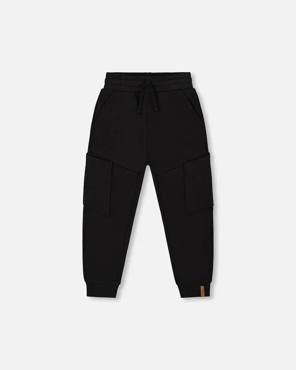 Deux Par Deux French Terry Sweatpants With Side Pockets - Anthracite/Black