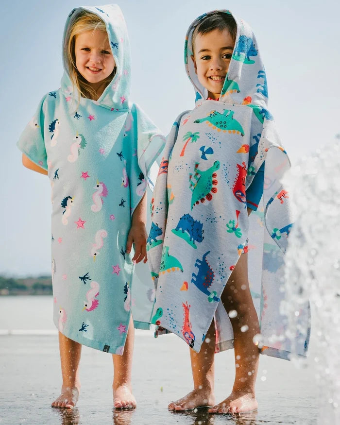 Deux Par Deux Hooded Beach Towel - Blue Seahorse