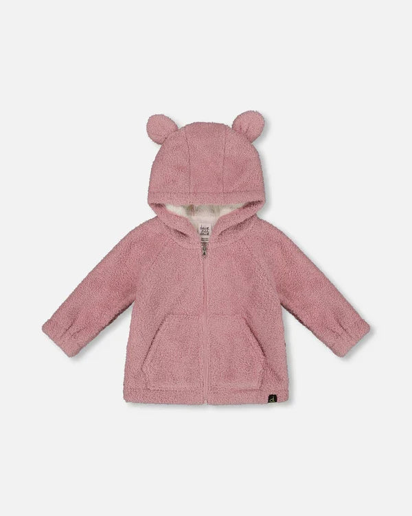 Deux Par Deux Hooded Full Zip Jacket - Dusty Pink/Dawn