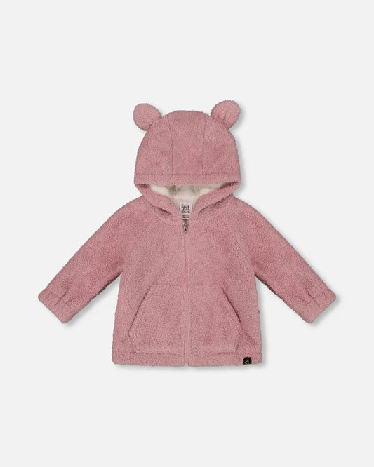 Deux Par Deux Hooded Full Zip Jacket - Dusty Pink/Dawn