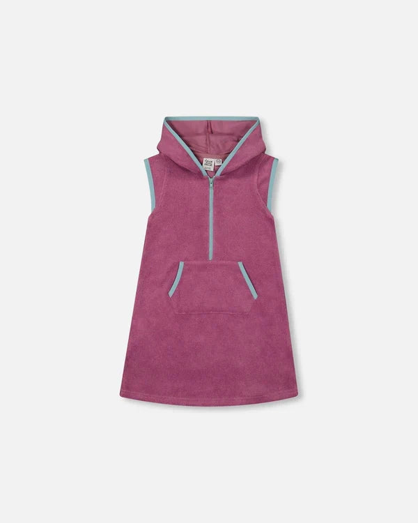 Deux Par Deux Hooded Terry Beach Dress - Candy Pink