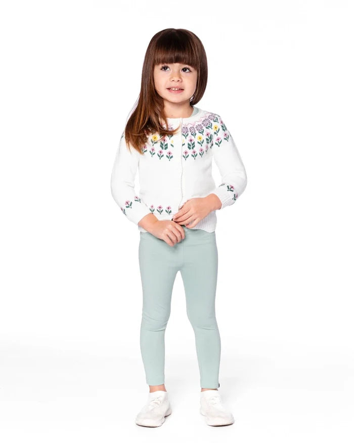 Deux Par Deux Jacquard Knit Cardigan - Off White Floral
