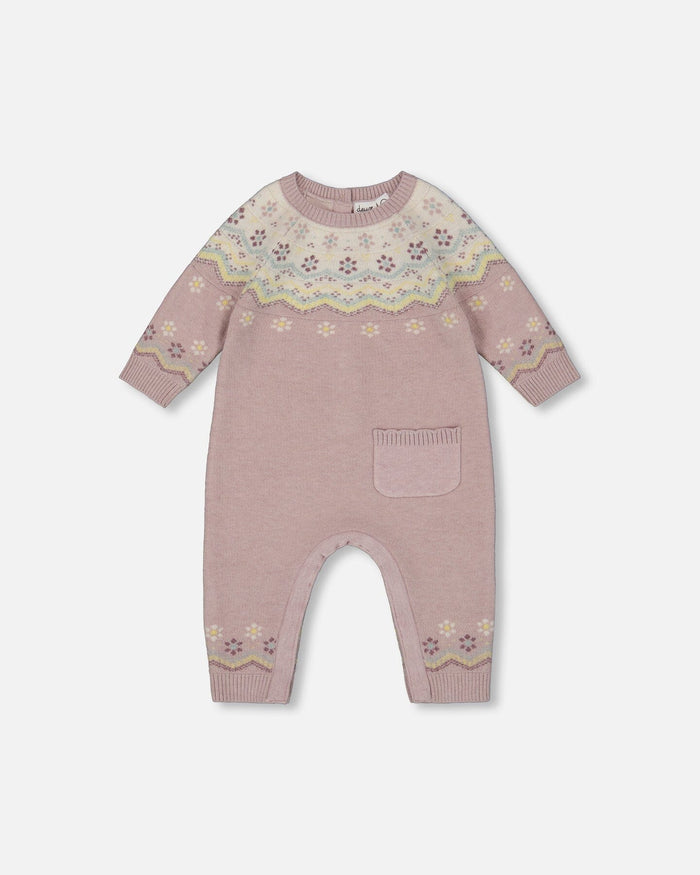 Deux Par Deux Jacquard Knitted Romper - Keepsake Lilac