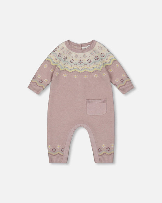 Deux Par Deux Jacquard Knitted Romper - Keepsake Lilac