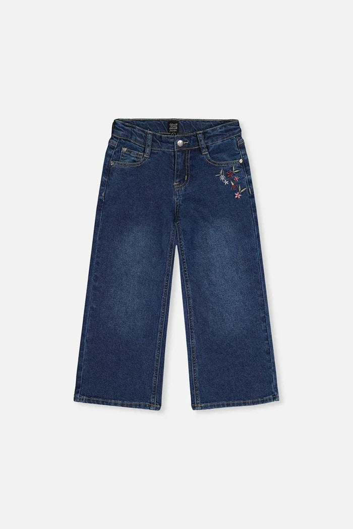 Deux Par Deux Jeans with Flower Embroidery - Light Blue