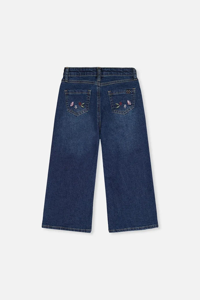 Deux Par Deux Jeans with Flower Embroidery - Light Blue