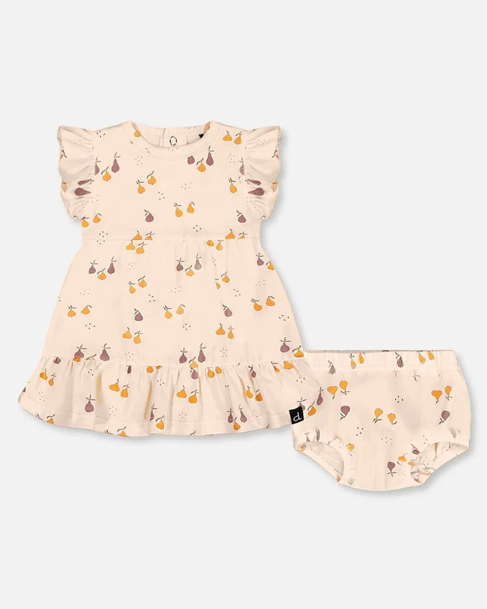 Deux Par Deux Jersey Dress & Bloomer Set - Printed Pear